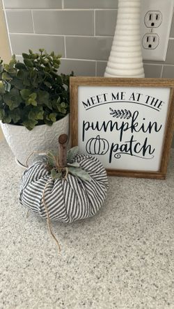 Farmhouse Black & White fabric pumpkin home decor fall Halloween- CHANDLER ( COOPER & OCOTILLO)