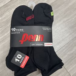 NWT Penn men's cushioned quarter socks - 10 Pairs