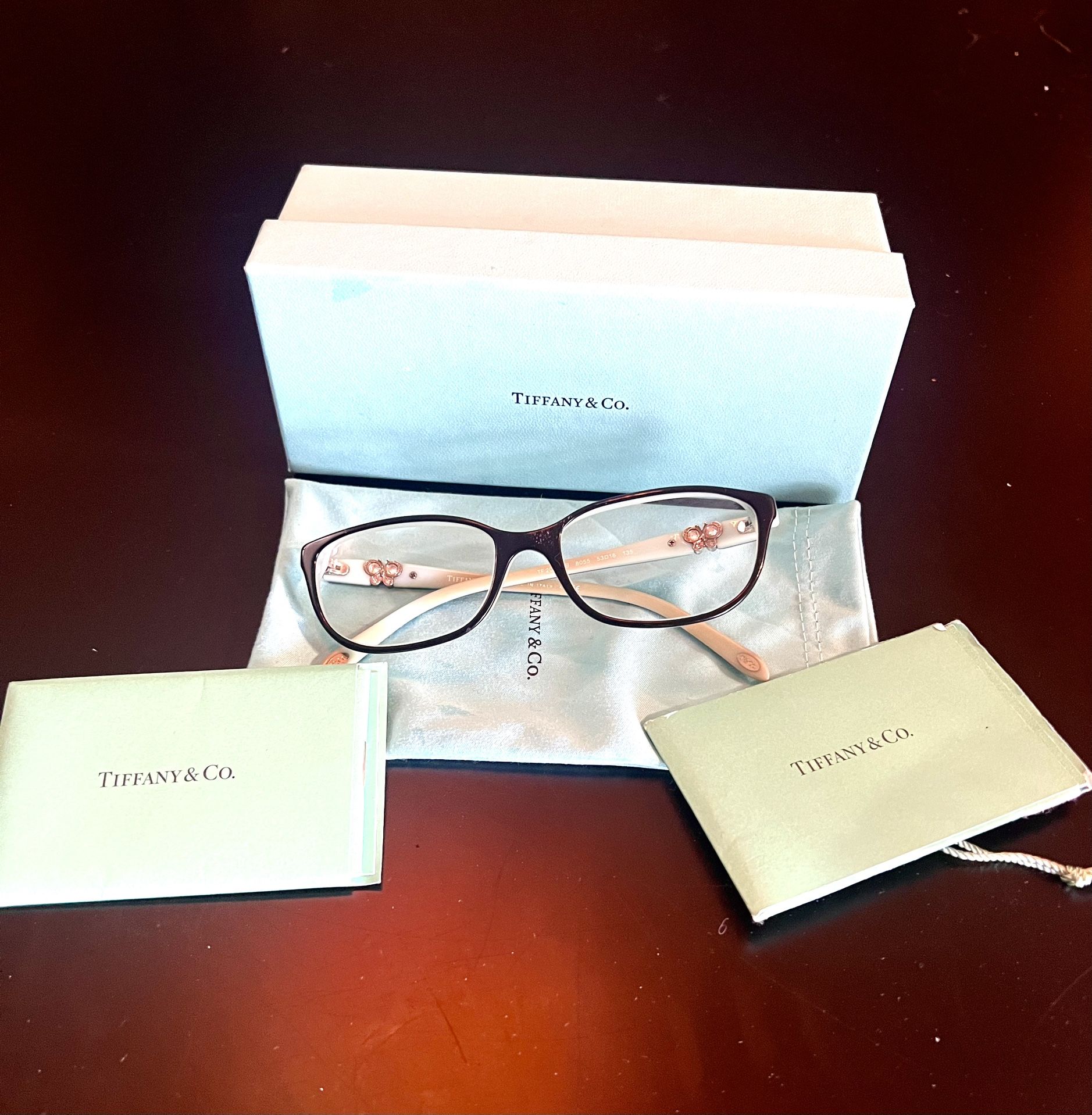 TIFFANY & CO. RX "Silver Butterfly Charms" Black/Light Blue Reading Glasses