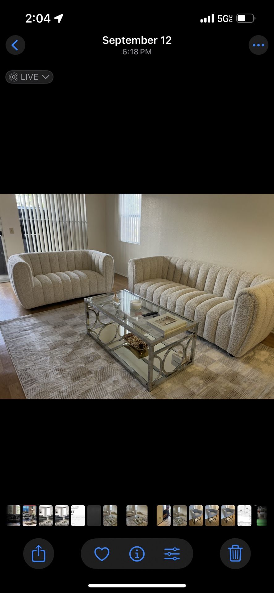 Brand New Elegant Boucle Channeled Sofa Loveseat Set