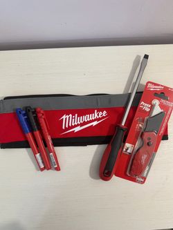 Milwaukee Fastback Utility Knife, Screwdriver, Inkzall Markers, and Pouch Set