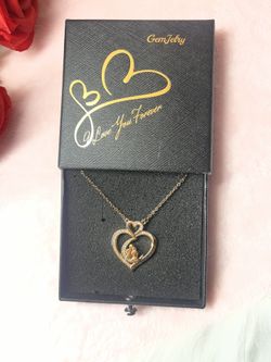 Heart Pendant Rhinestone Jewelry with Box