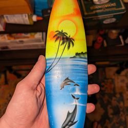 Small Wood Surfboard Decoration Hand-Painted (Offer?)