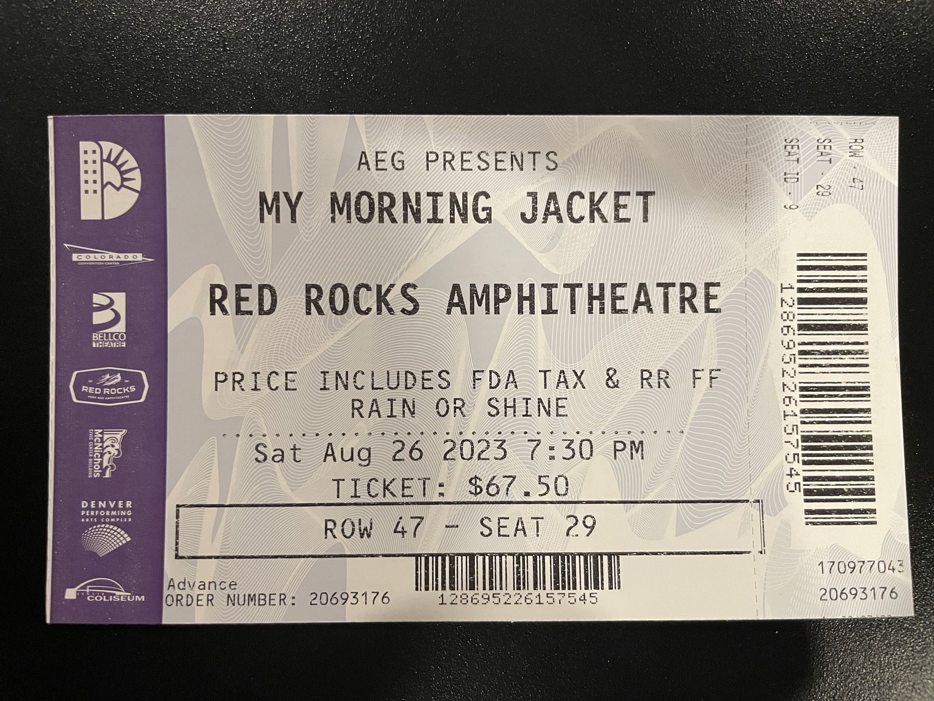 My Morning Jacket Ticket For Tonight 8/26