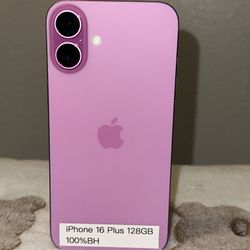 Apple iPhone 16 Plus 128GB 100%BH Unlocked - Excellent Condition 