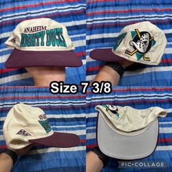 Vintage APEX ONE Anaheim Mighty Ducks NHL 90's Fitted Cap Hat
