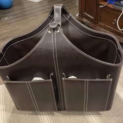 Faux Leather Magazine Basket