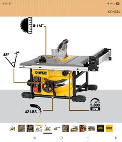 (New) DeWalt Table Saw 15 Amp 8-1/4 in. Compact Portable Jobsite