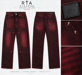 RTA Ricardo Straight Leg Jeans Red Grain