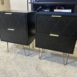 New Two Black Assembled Modern Night Standa