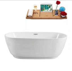 Streamline
70.9 in. Acrylic Flatbottom Non-Whirlpool Bathtub in Glossy White with Polished Chrome Drain and Overflow Cover