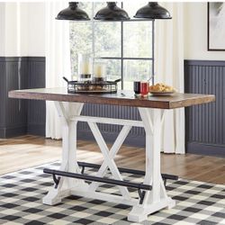 Signature Design by Ashley Valebeck 36″ Counter-Height Rustic Farmhouse Dining Table Two-Tone Kitchen