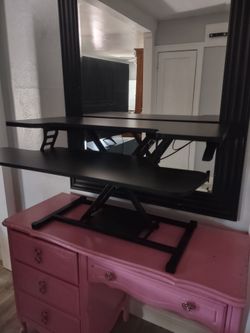 Excellent wood and metal desk platform adjustable height