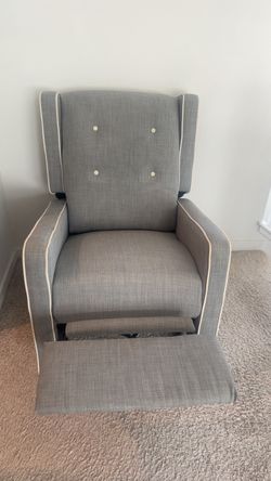 Gray Nursery Fabric Recliner Chair with Tufted Back