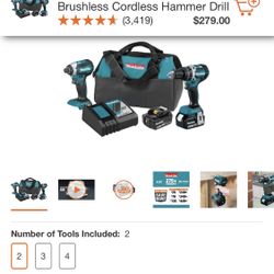 Makita 18-Volt LXT Lithium-Ion Brushless Cordless Hammer Drill and Impact Driver Combo Kit Be