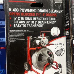 Ridgid K-400 Powered Drain Cleaner Opens Blocked 1-1/2 - 4 Drains