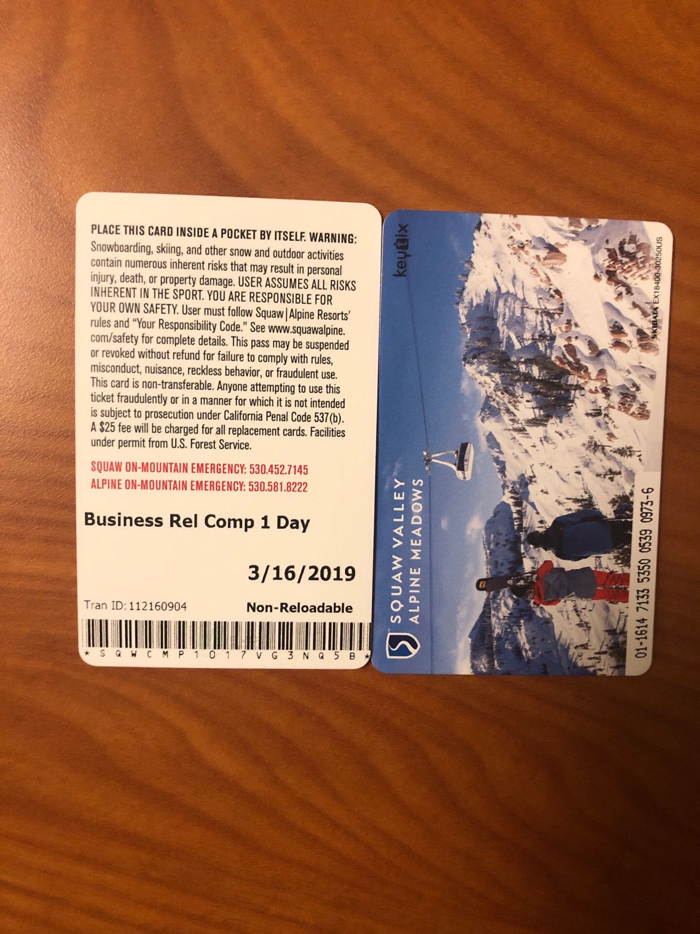 Squaw tickets for 3/16/2019 (tomorrow)