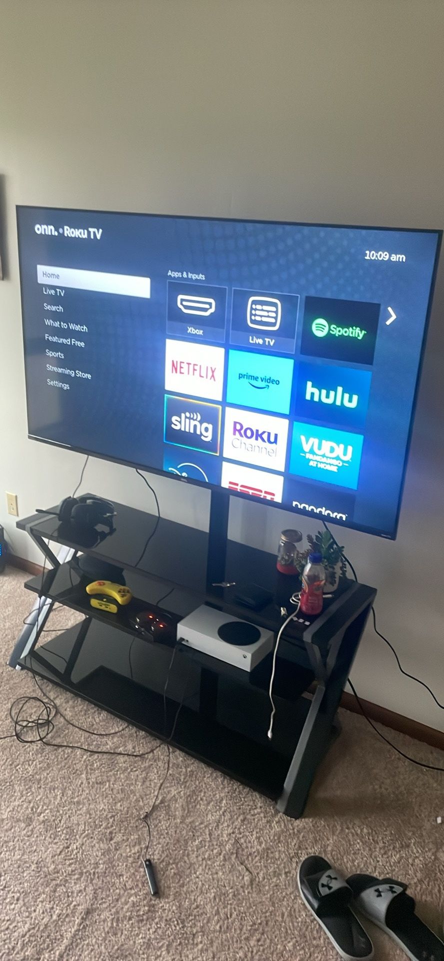 65” TV With Mount/Entertainment Center