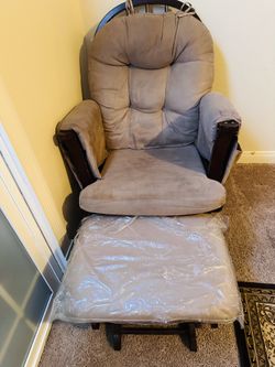 Angel Line Windsor Glider and Ottoman, Espresso Finish with Chocolate Cushions