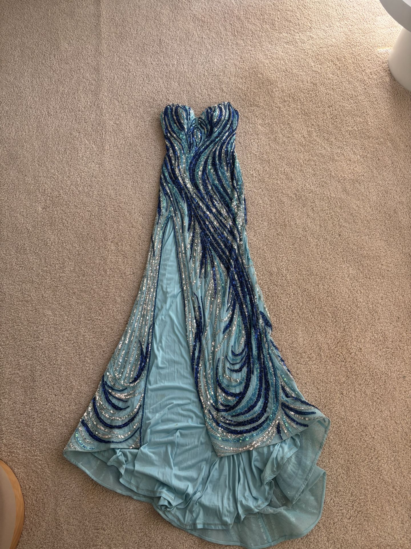 Strapless Long Sequin Prom Dress