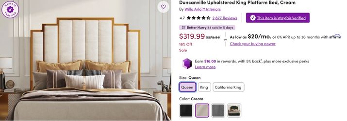 Art Deco Queen Bed frame