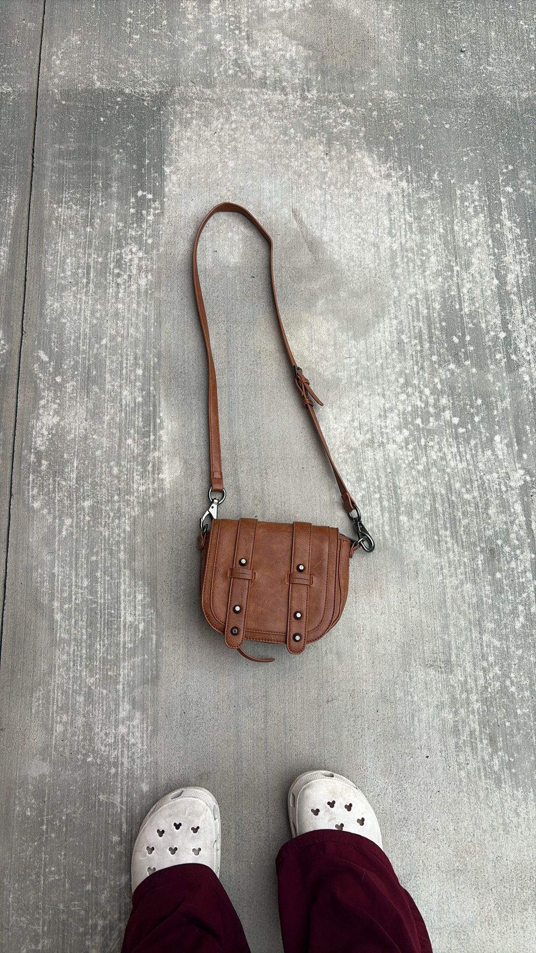 Brown Faux Leather Cross Body Bag