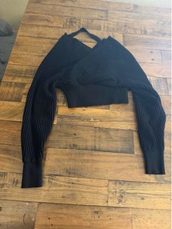 Black Ribbon Sweater Top