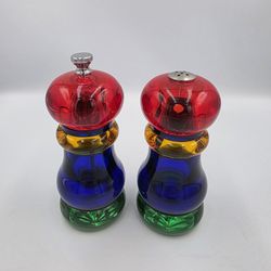 VTG MCM Olde Thompson 5” Sunset Fiesta  Acrylic Salt & Pepper Mill Shaker Set 