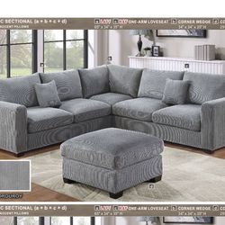 Sectional Couch Set W/ Ottoman 