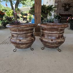 Rustic Brown Large Clay Pots, Planters, Plants. Pottery $85 cada una