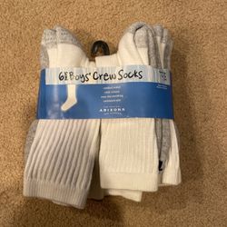 6 Pair Boys Crew Socks Shoe Size 2-9