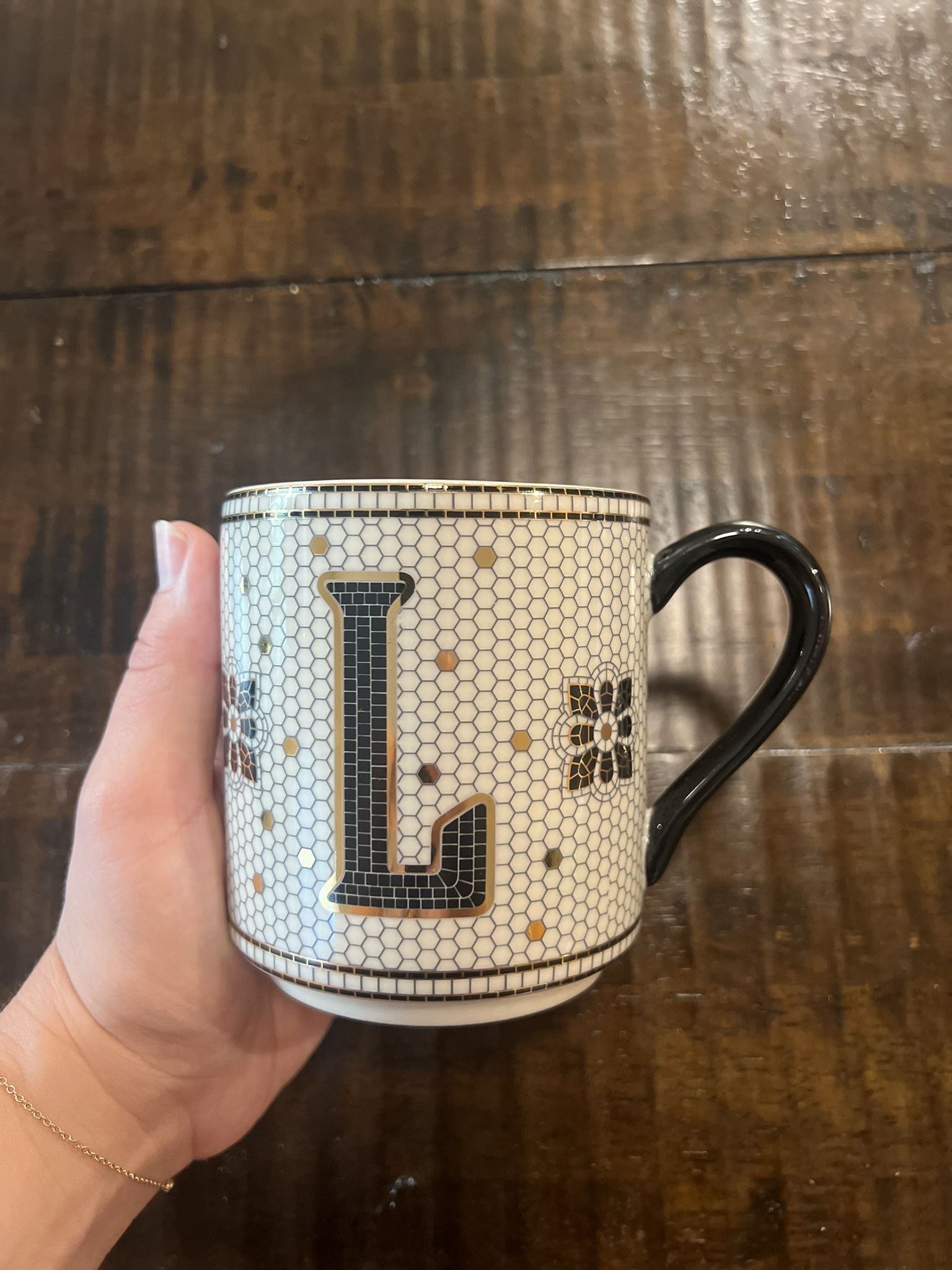 Anthropologie Bistro Tile Margot Monogram Mug - Letter L