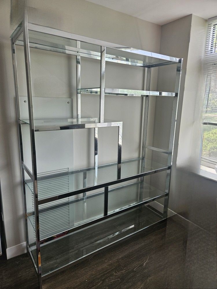 MILO BAUGHMAB CHROME ETAGERE SHELF UNIT