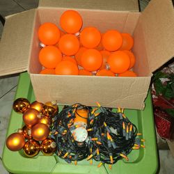 Orange spheres decor & candy corn string lights all For $20