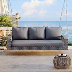 Outdoor Wicker Porch Swing with Cushions