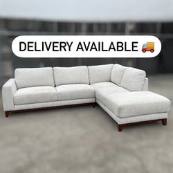 Living Spaces Grey/Gray-Beige 2 Piece Sectional Couch Sofa - 🚚 DELIVERY AVAILABLE 