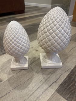 Vintage Pinecone Glass Statues
