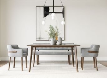 Dining set 4 Pc Walnut finish, Grey fabric. New Especial price