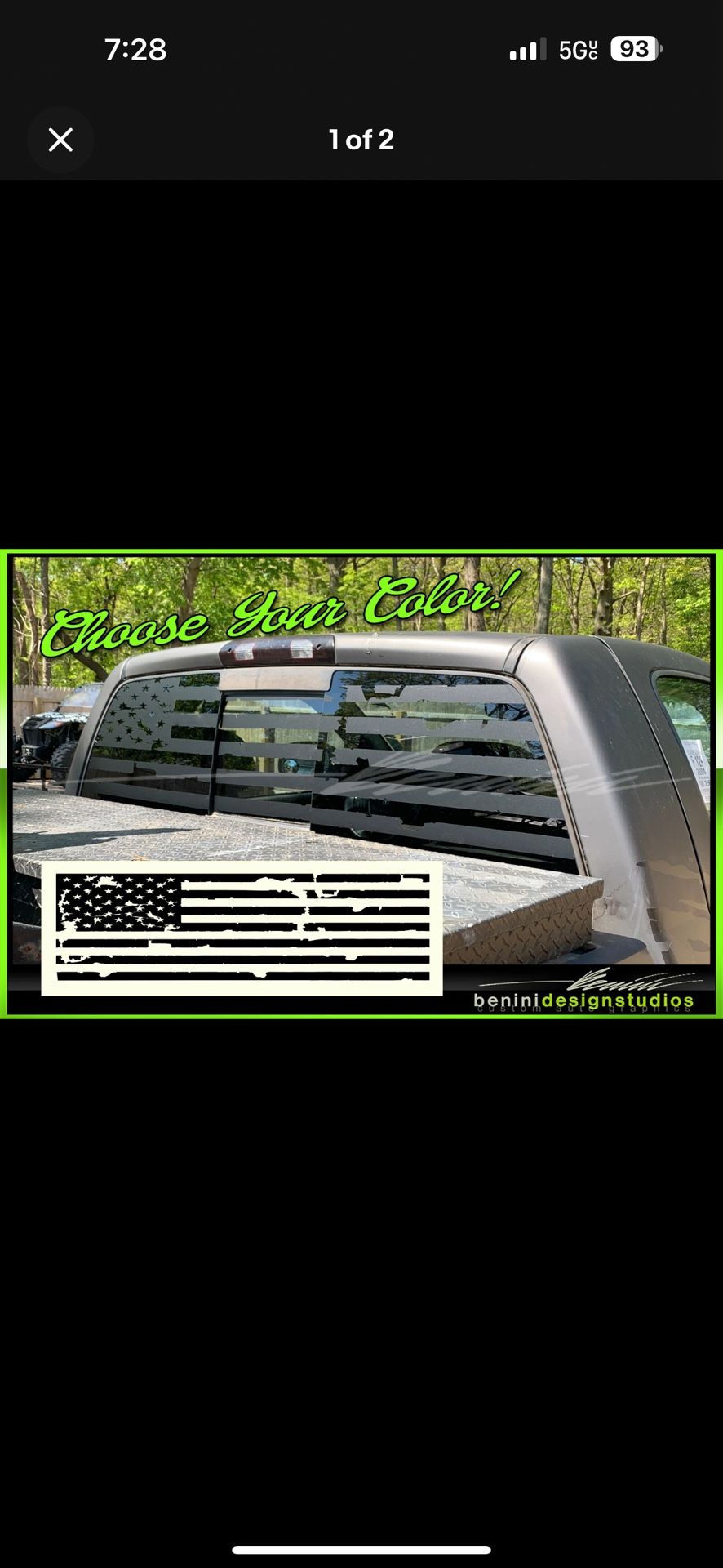 AMERICAN FLAG Pick-Up Truck Back Window Decal UNIVERSAL Fits any Truck