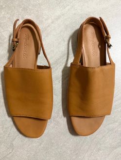 Madewell Cognac Leather Open Toe Slingback Sandals