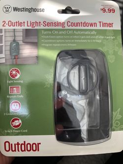 Timer Light Sensing 2 Outlet Countdown timer
