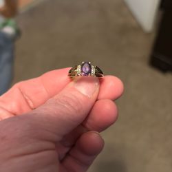 Gold Amethyst And Diamond Ring