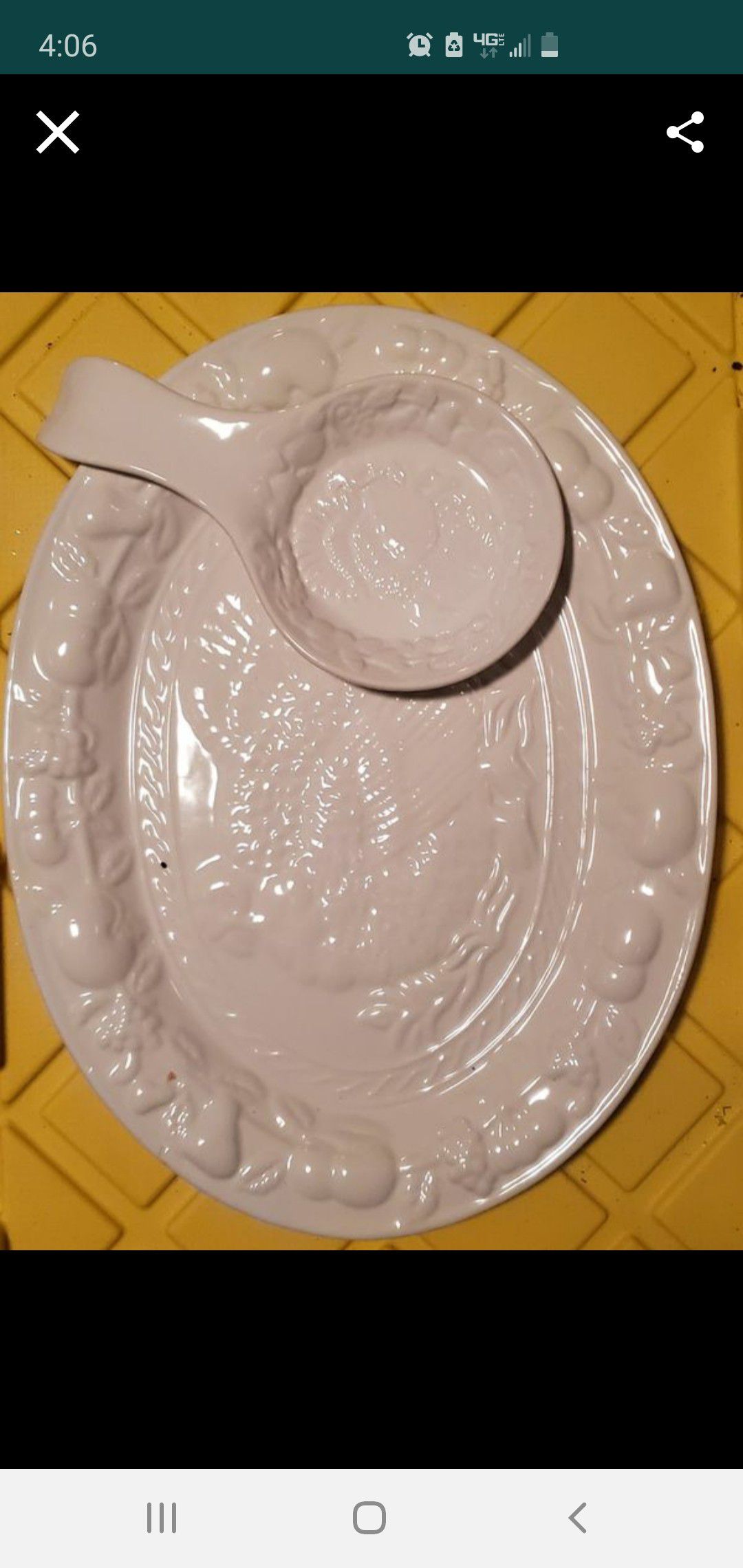 New Holiday Turkey Plate with Spoon Rest