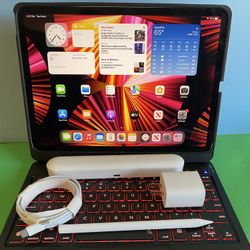 256GB Apple IPad Pro 11” 3rd Generation (2021 model / M1 chip ) WiFi + cellular (5G / AT&T, T-Mobile, Verizon etc) with pen, keyboard & Accessories