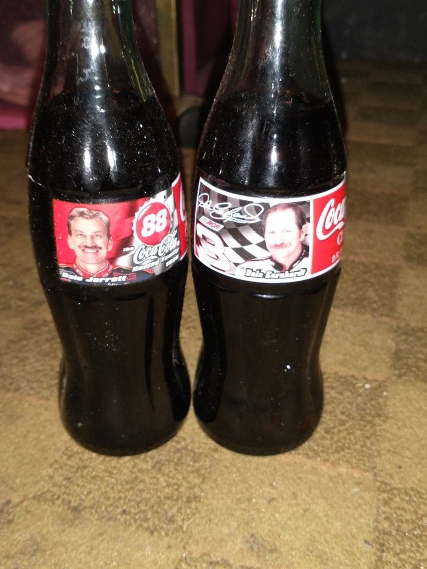 Vintage dale Earnhardt And Dale Jarrett NASCAR Coke Bottles