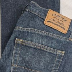 Levi Strauss Signature Men 29 X 32 Jeans Straight Fit Stretch Blue Denim -  Size 29 x 32.
