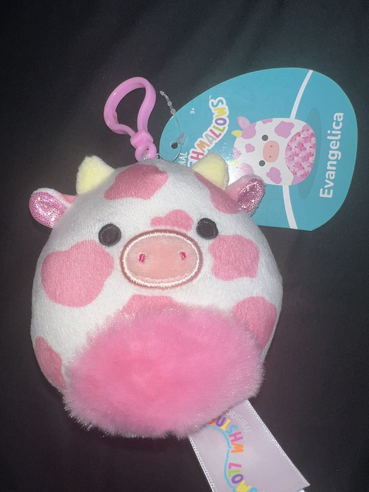 Squishmallow Evangelical 3.5” Clip Pink Cow