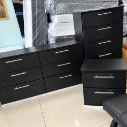 DRESSER, CHEST AND ONE NIGHTSTAND 