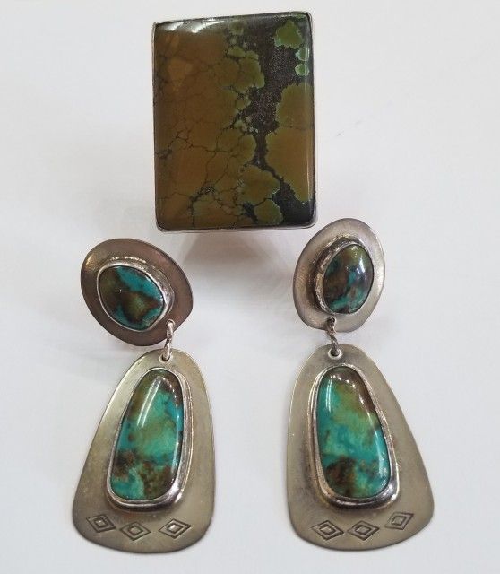 Sterling Set Ring And Earrings Native American