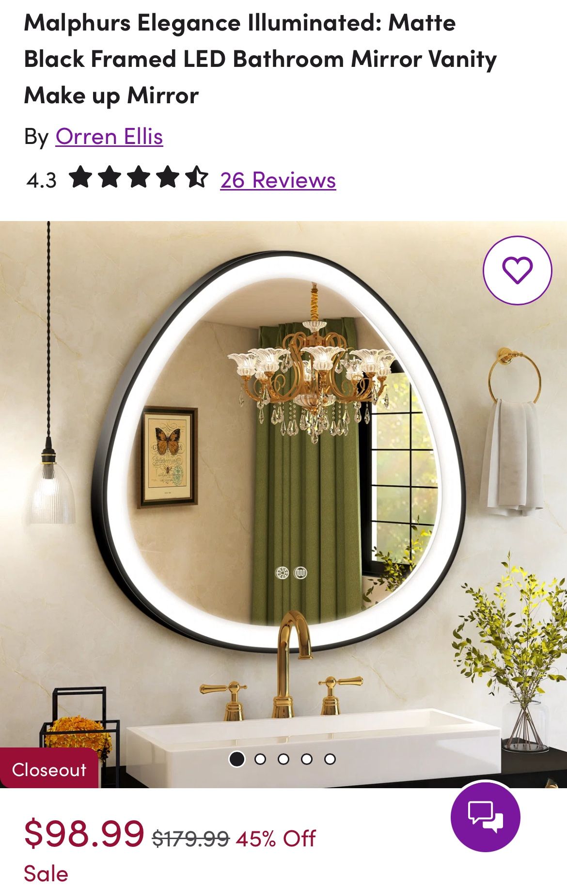 LED Bathroom Vanity Makeup Mirror